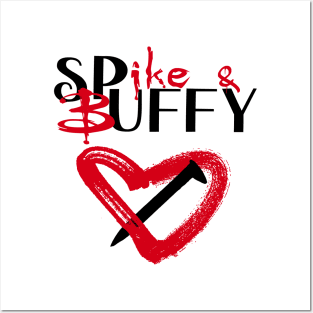 Spike & Buffy (red heart) Posters and Art